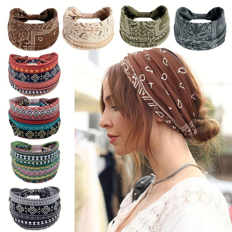 8pcs/Set Wide Floral Turban Headbands for Women/Men, Vintage Wrap for Sports, Workout.Soft Headbands-Fashion Elastic Hair Masks, Luxury Gift Hair Sweatbands.Non-Slip Knotting for Running Sports, Yoga Turban Hair Bands Hair Accessories for Daily Use