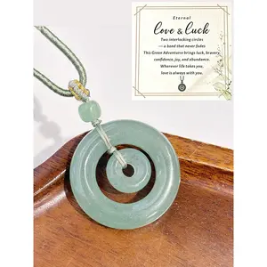 Green Aventurine Interlocking Circles Necklace, Love & Luck Jewelry Gift for Mom & Daughter