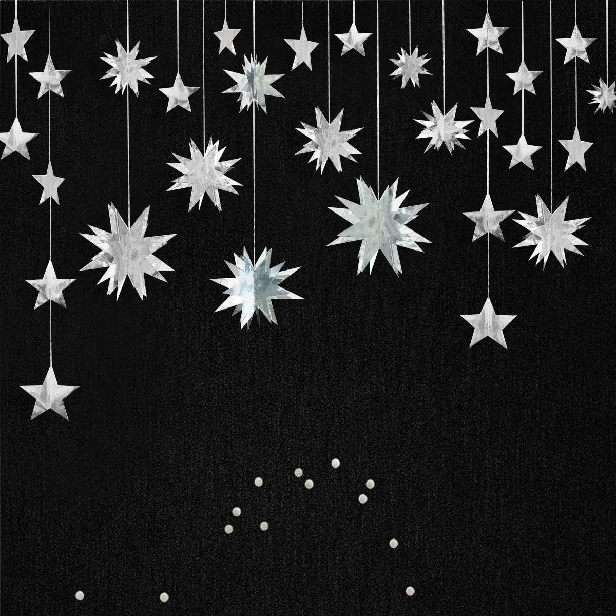 Silver Star Garland Party Decorations Kit 3D Stars Metallic Bunting Banner for Holiday Xmas Birthday Wedding Baby Shower Hanging Decorations for Christmas Nursery Decor Clearance(4 Set)fidget toys