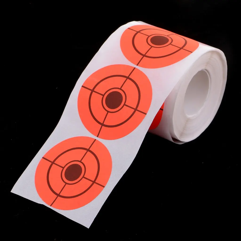 250 Sheets Fluorescent Paper Target Roll, 2 Inches, Adhesive Backed, Ideal for Shooting Targets, Durable & Reusable