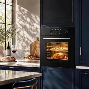 Modern Electric Single Wall Oven, 24 Inch Built-In, 2.5 Cu.ft Capacity, 5 Cooking Modes, Touch Control, Triple-Layer Glass Door, Timer, Safety Lock, Easy Clean Interior, Black Finish