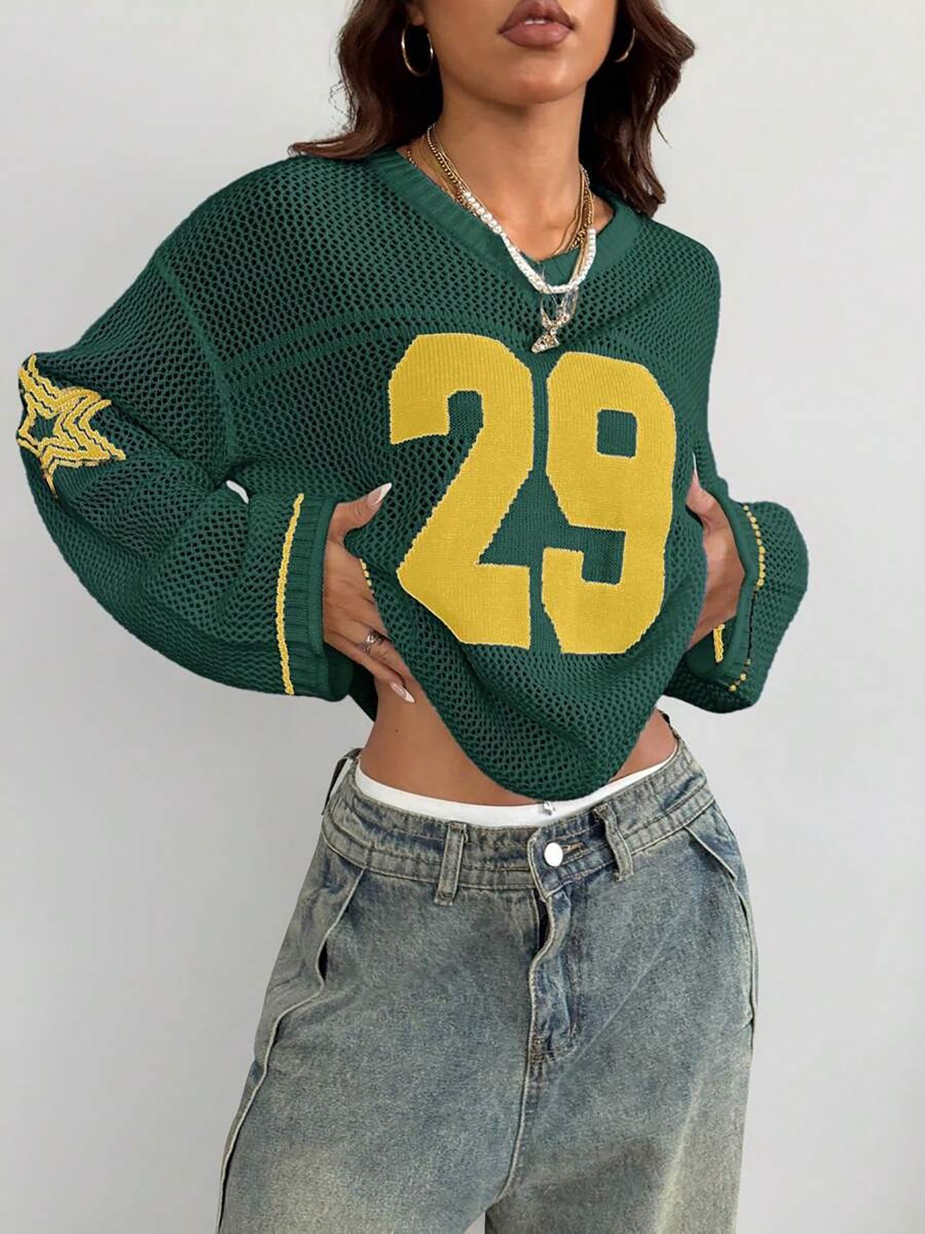 Hollow Football Y2k Sweater, Women Streetwear, Retro Fashion Pullover, Unisex Knitwear Tops, Knitted Sweater for Couple