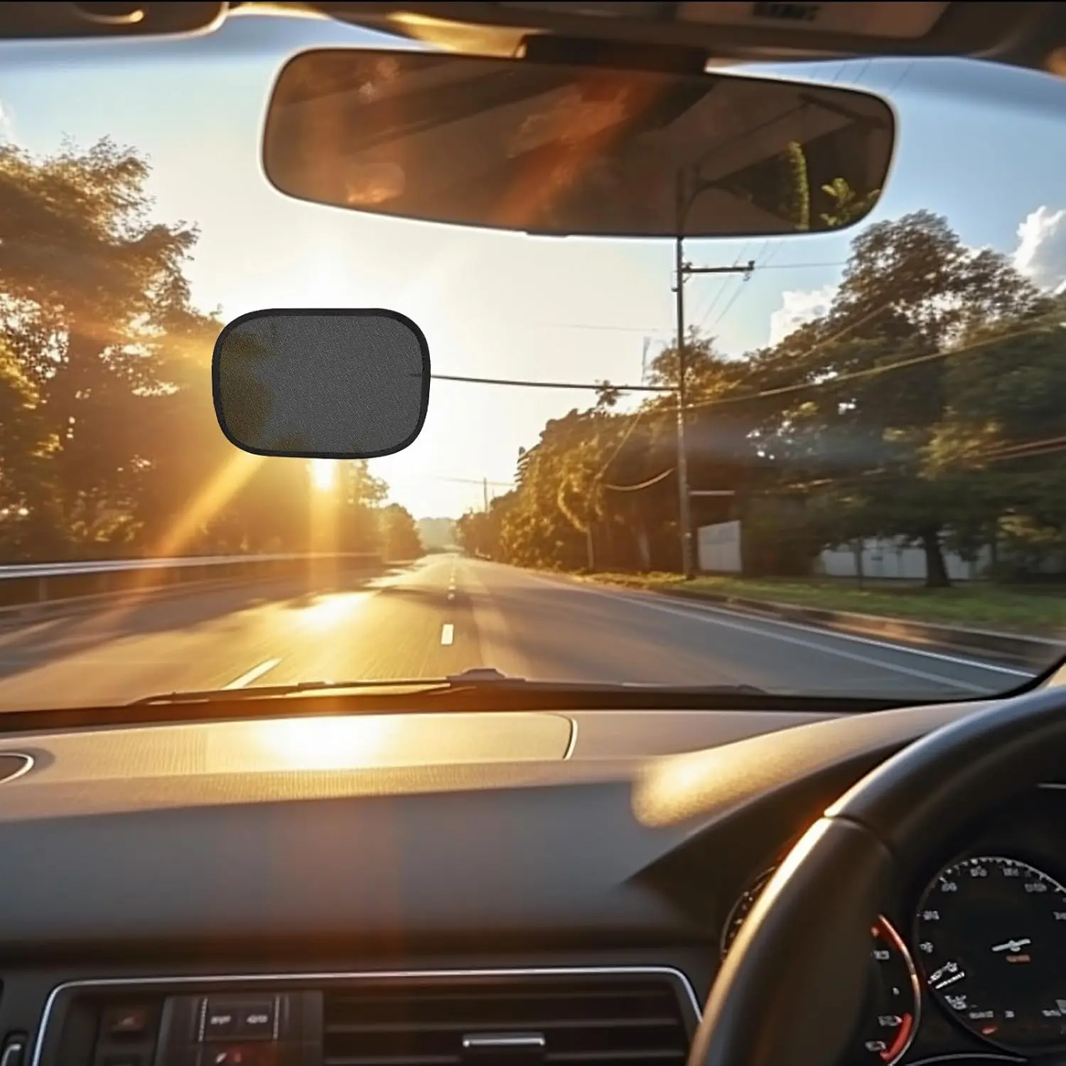 Window Shades, 2 count Miniature semi-Transparent Static Cling  Visor Shade for Windshield&Side Windows, Reduces Glare & Blocks UV Rays,  Travel Essential