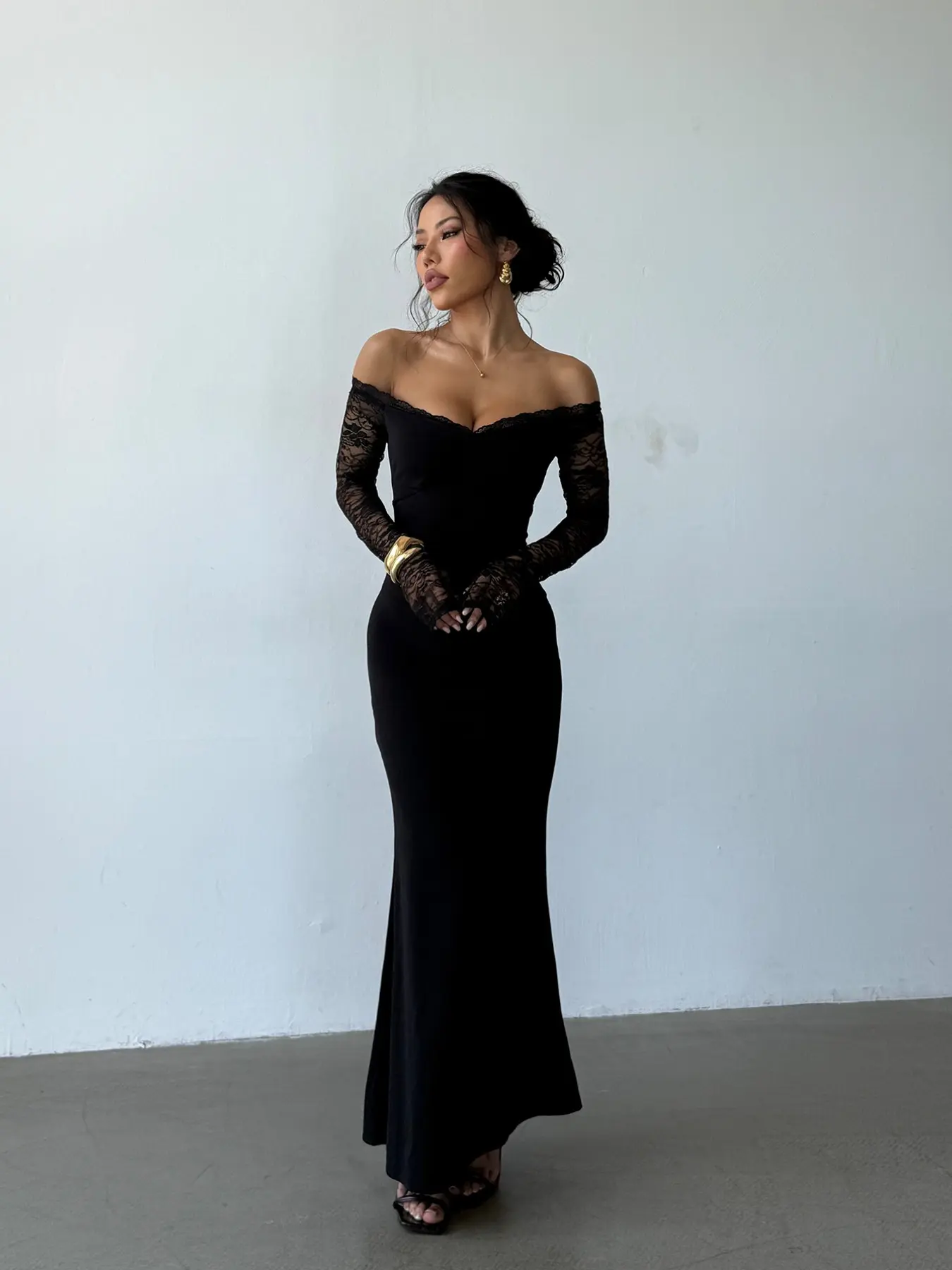 One-Shoulder Patchwork Lace Trim Floral Dress, Elegant Formal Evening Gown, Chic Party Wear, Women's Fashionable Long Dress, Perfect for Special Occasions, Formal Evening Dresses