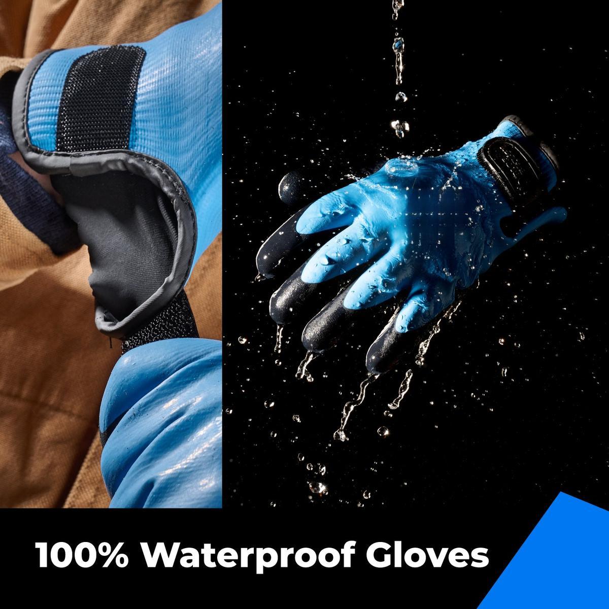 Heavy Duty Winter Gloves, Latex Fully Soaked, 100% Waterproof Gloves, Thermal Insulated Winter Dipped Gloves