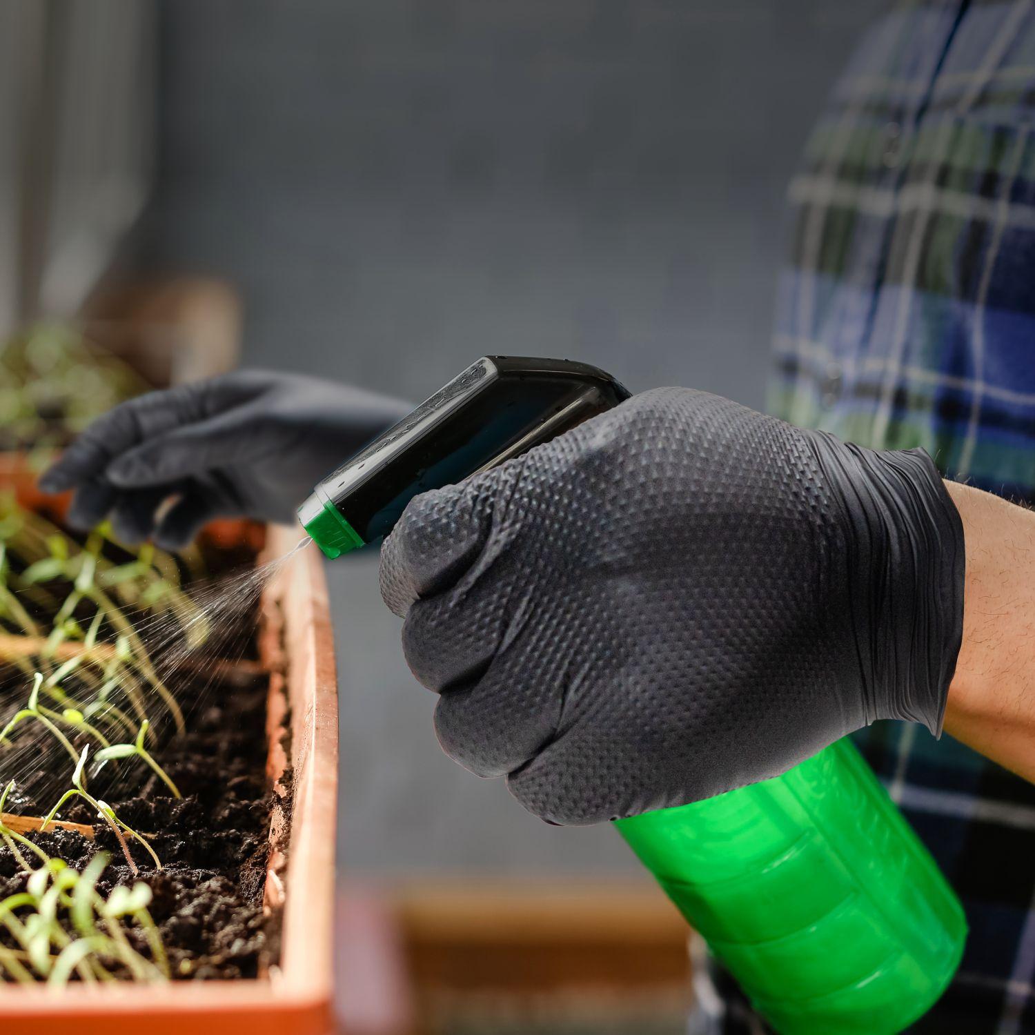 30Pcs Nitrile Gloves Heavy-duty 8g Disposable Orange/Black Diamond-pattern Pure Nitrile Gloves, 8 Mil Thick, Raised Diamond Texture, Powder-free and Latex-free, Suitable for Automotive, Outdoor, Kitchen, and Household Cleaning Use,Home Essentials