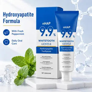 9.9% Nano Hydroxyapatite (nHAP) Toothpaste, Fluoride-Free, Hypoallergenic for Sensitive Teeth & Gums, Daily Oral Care, Stain Removal, Enamel Strengthening, Fresh Mint Flavor, 120g (Fights Tooth Decay)