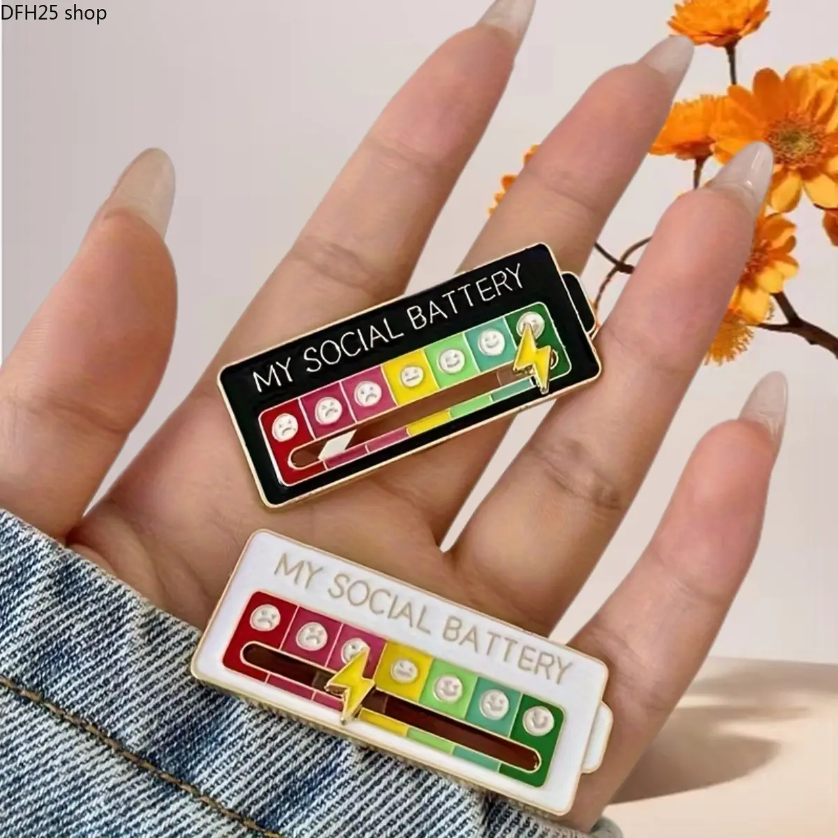 Mood Tracker Social Battery Pin With Sliding Expression Indicator, Creative Enamel Brooch Accessory For Clothing Bags, Fun Personality Badge For Daily Wear And Gifts