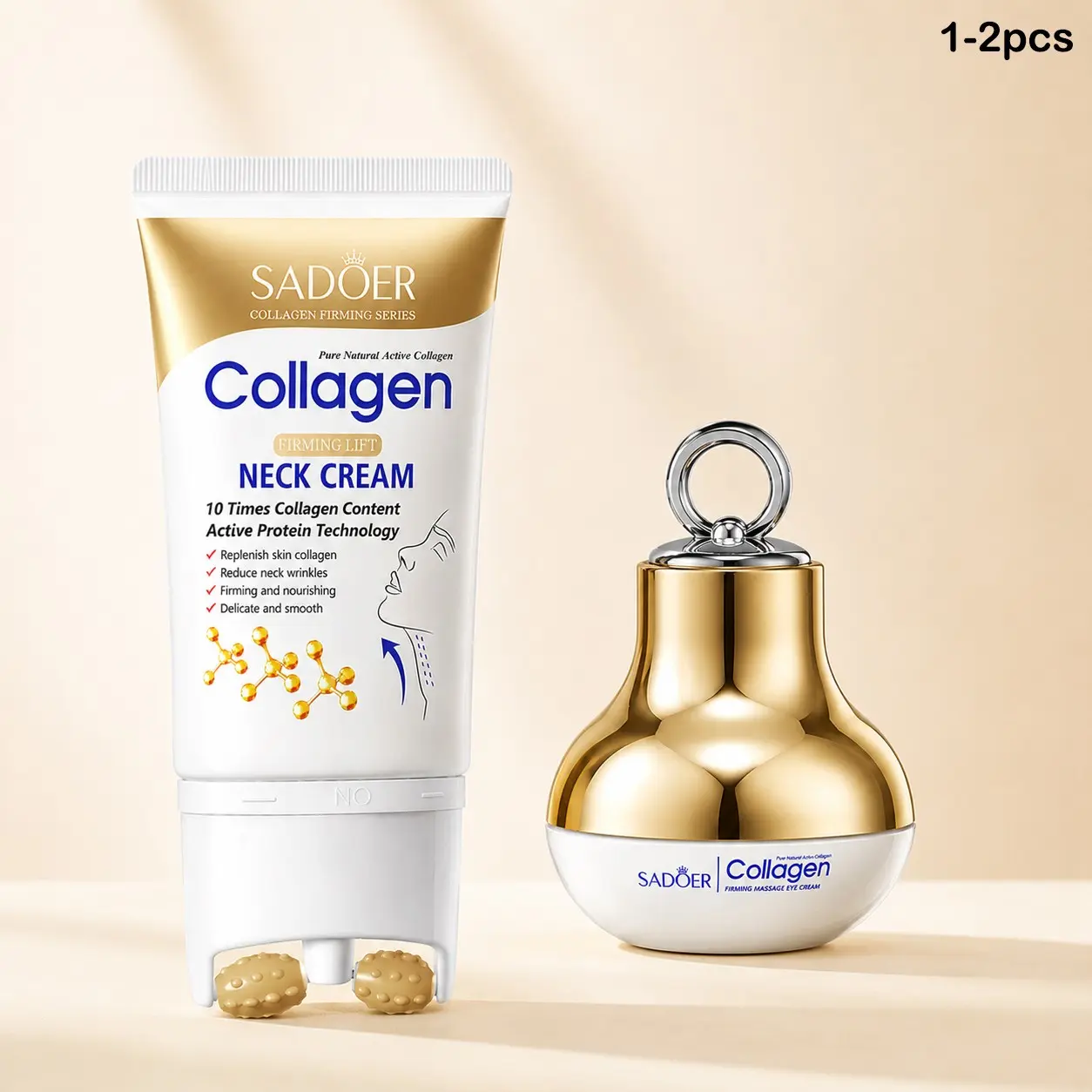 Collagen Firming and Lifting Roller Neck Cream/Electric Eye Cream Under Eye Roller, 110g/30g, firms and reduces fine lines, moisturizes and smooths, anti-wrinkle and lifting, suitable for all skin types, Korean skincare product, Beauty Products