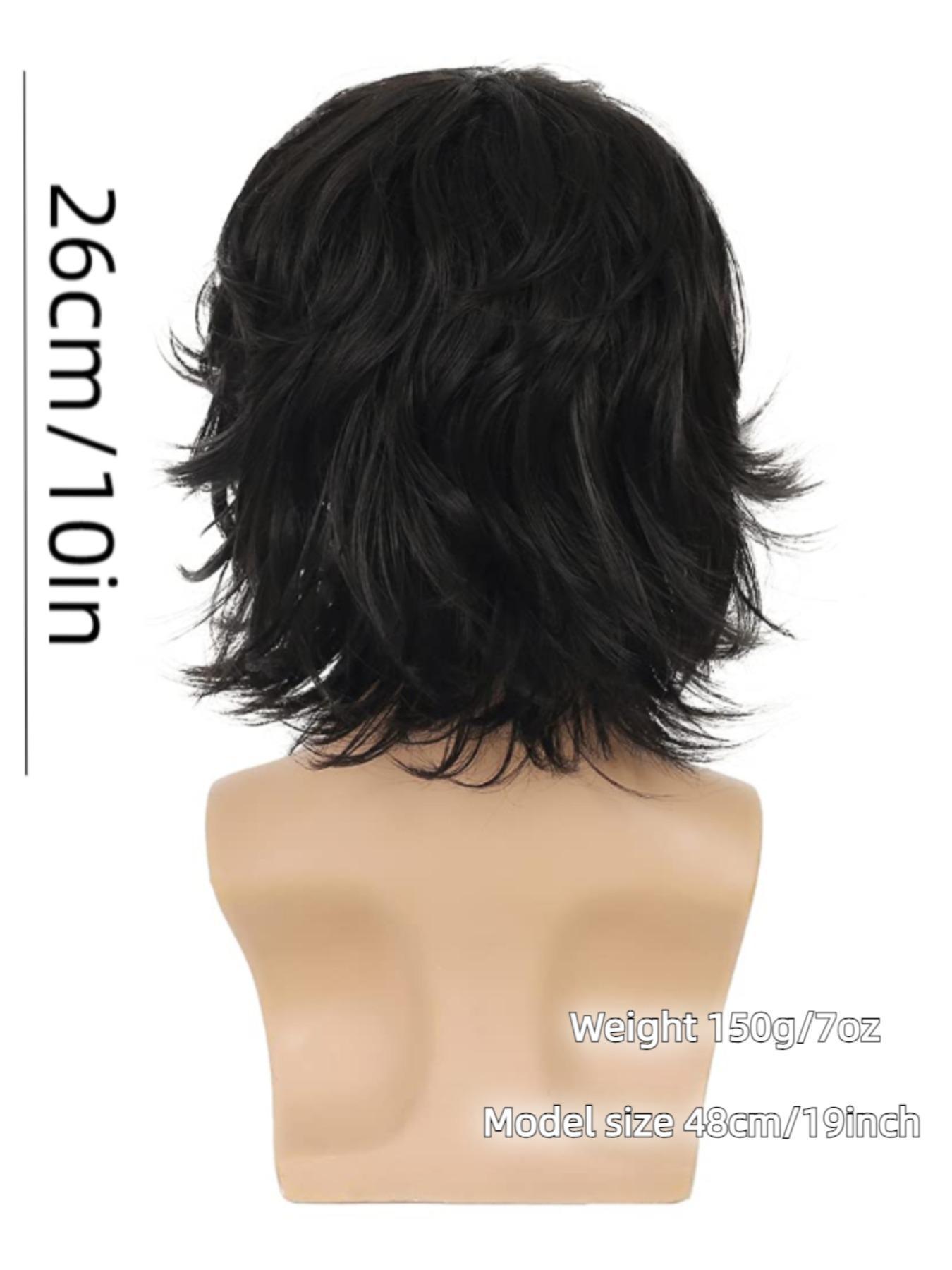 Men's 10inch Short Straight Layered Wig, Fashion Wig, Natural Fluffy Heat Resistant Wigs with Bangs, Synthetic Full Machine Wigs for Party, Daily Hairstyle Ideas