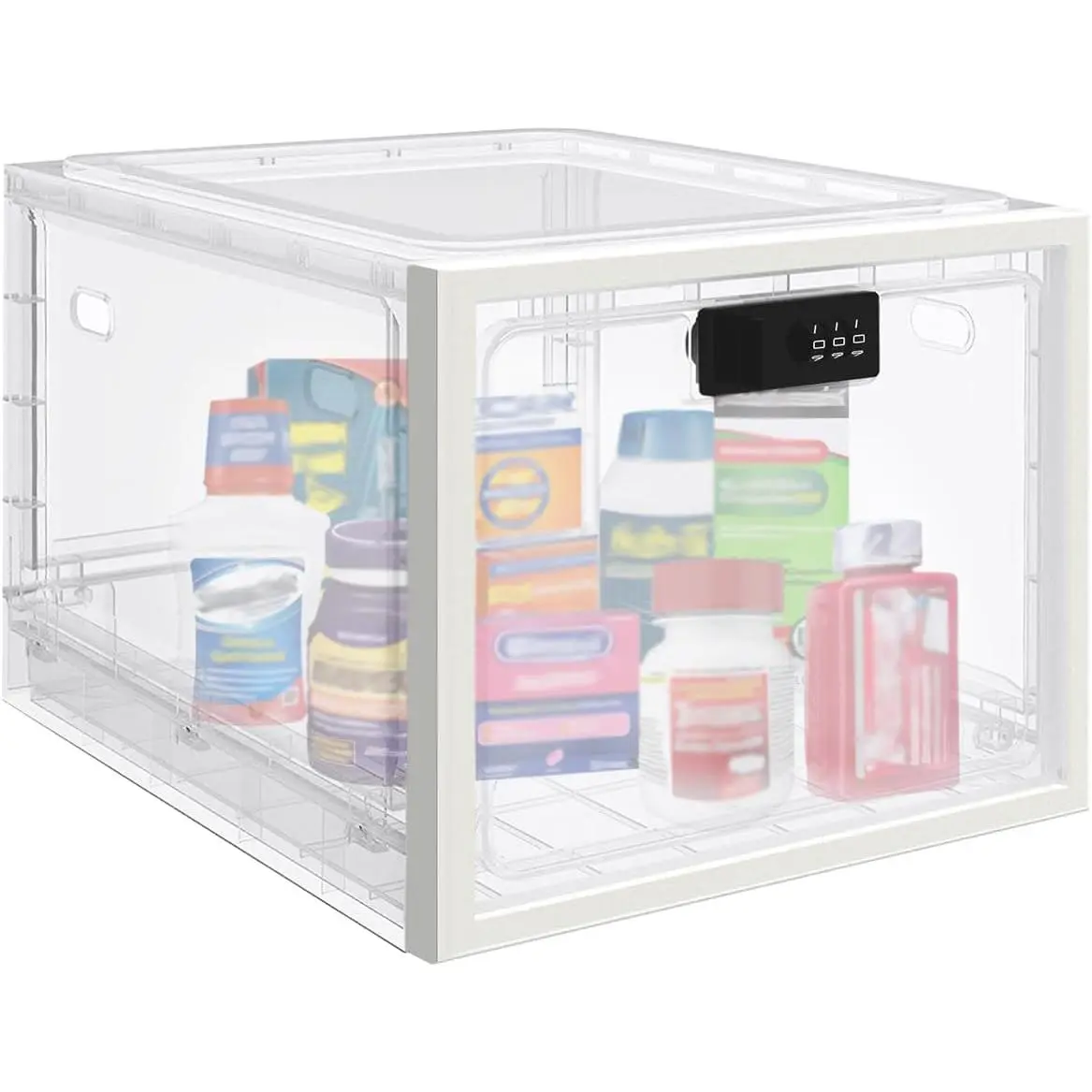 Large Medicine Lock Box for Safe Medication, 10L Lockable Storage Box for Fridge/Snacks Food, Phone Lock Boxes with Combination Code for Home/Dorms/Office Storage (Assembly Required)
