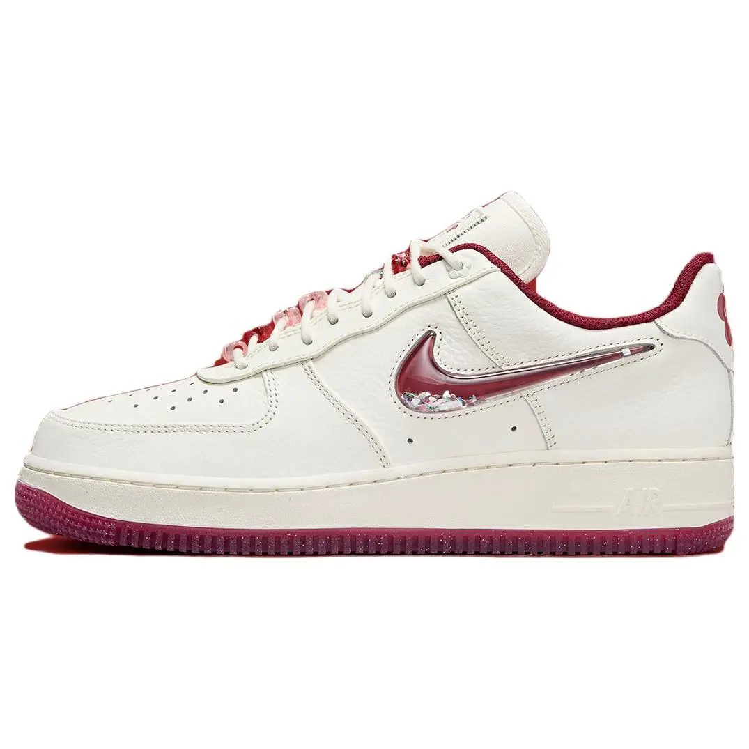 Women's Nike Air Force 1 Valentine’s Day Low-Top Casual Shoe - White-Red, White-Pink - Authentic Athletic Walking Sports Runner with Verifiable Credentials & Global Authentication