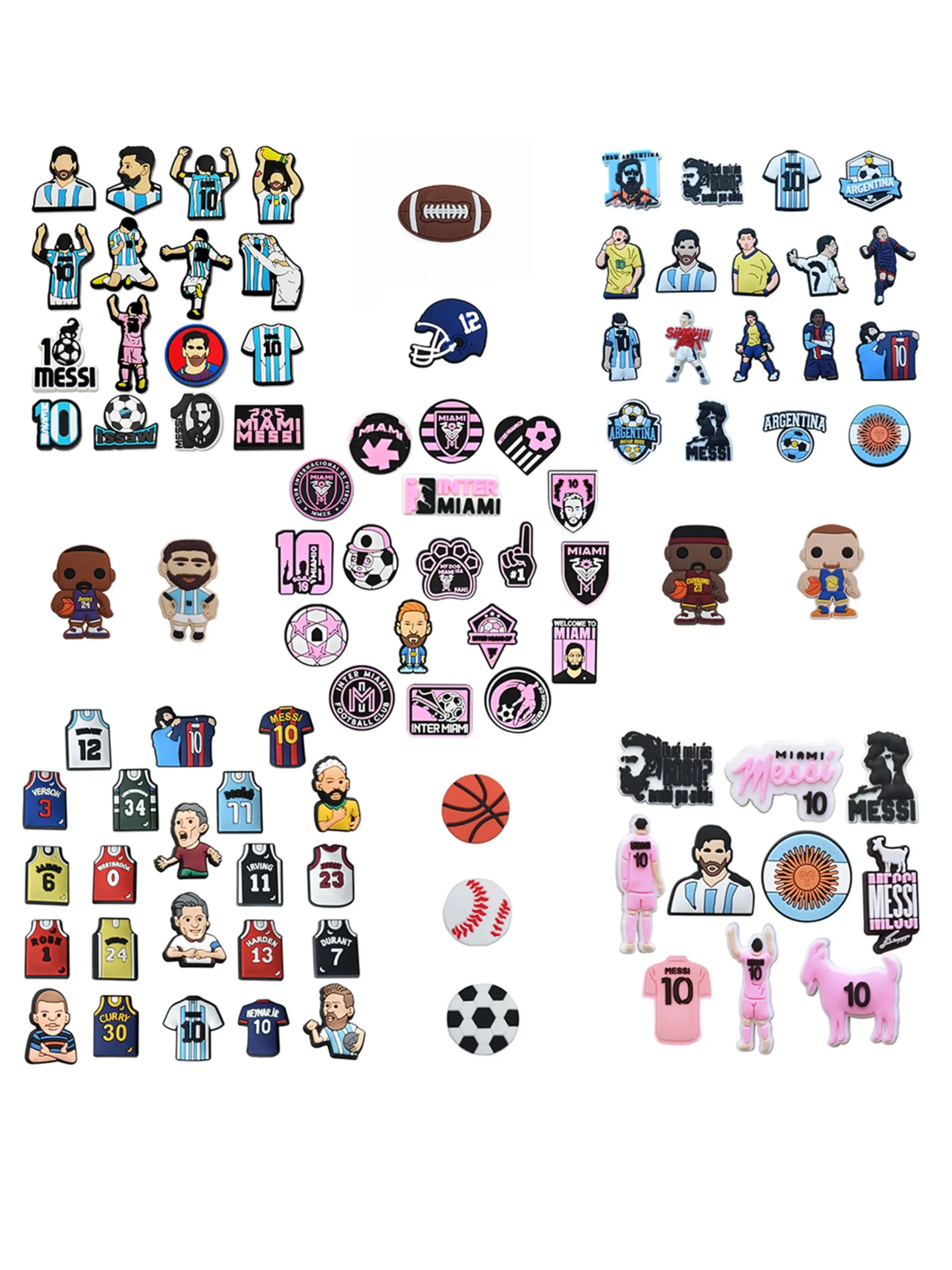 Random 30-100pcs Cartoon Sports Series PVC Shoe Accessories, Shoe Decoration Charms, Suitable for Sandals and Flip Flops, DIY Fashion Decor, Perfect Gift