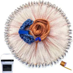 Saltwater Fishing Cast Net for Bait 3/8 1/4 or 1/2 with Heavy Sinkers Fish Trap Throw Net.Size 3ft/4ft/5ft/6ft/7ft/8ft/9ft/10ft Radius Freshwater Nets
