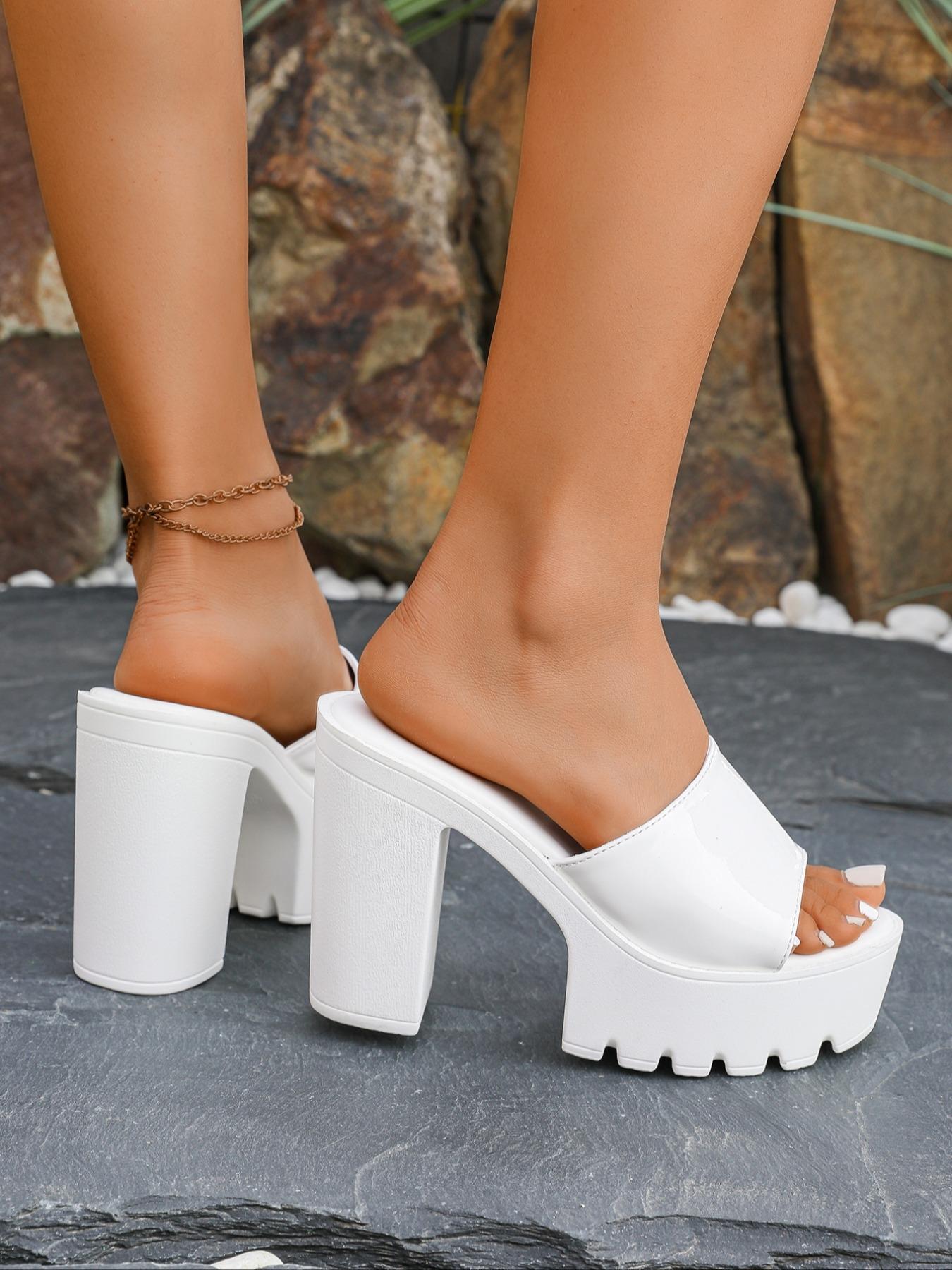Women's Fashionable Elegant Solid Color Platform Chunky Sandals, Casual Comfortable Heeled Sandals for Summer, Female All-match Shoes for Daily Wear, Girl