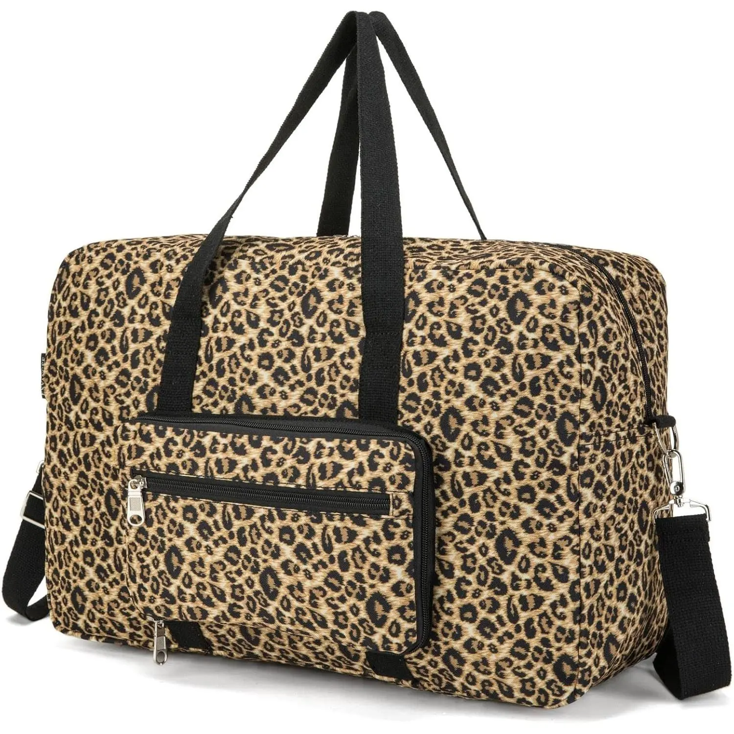 Foldable Travel Duffel Bag, Medium Women's Weekender and Overnight bag carry  Luggage bag for Women(Leopard)