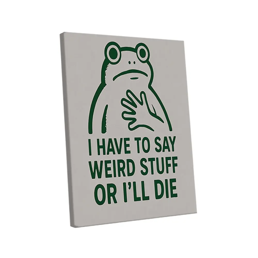 Funny Frog Canvas Art, Minimalist Line Meme Poster, Humorous Wall Decor with Frame, Ideal for Gym, Living Room, Bedroom, Bathroom, Canvas Artwork