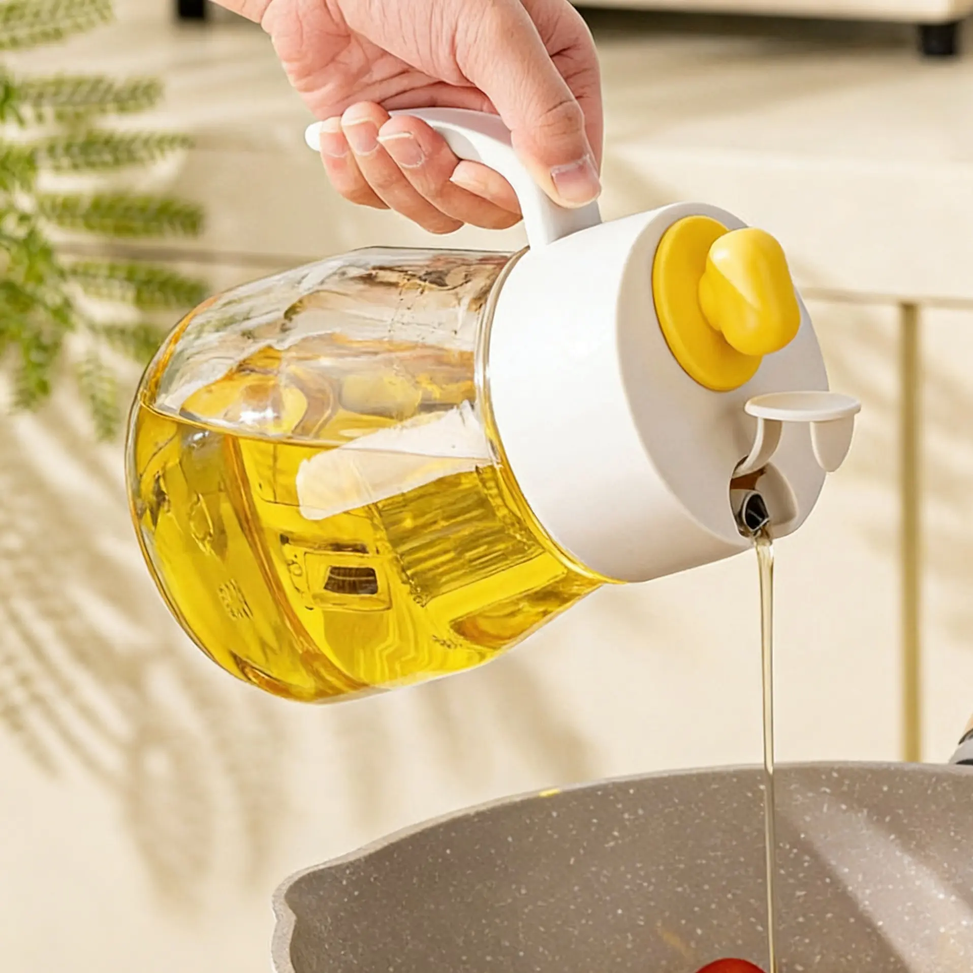 Viral Trending Drip-Free Large Capacity Dun Dun Style Wide Mouth Clear Glass Oil Dispenser, Food Grade BPA Free Lead-Free Stainless Steel Spout Smooth Pour Oil Bottle, Leak Proof Easy Clean Kitchen Gadget for Cooking BBQ Salad Daily Use