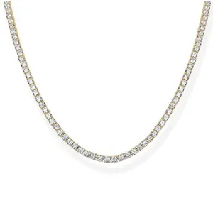 Tennis Silver Necklace for Women, 14K Gold Plated/Sterling Silver Cubic Zirconia Chain, Dainty Choker Necklaces for Women Jewelry For Mother's Day gifts summerwins silver synthetic moissanite pendant necklace fashion jewelry party various occasion unisex