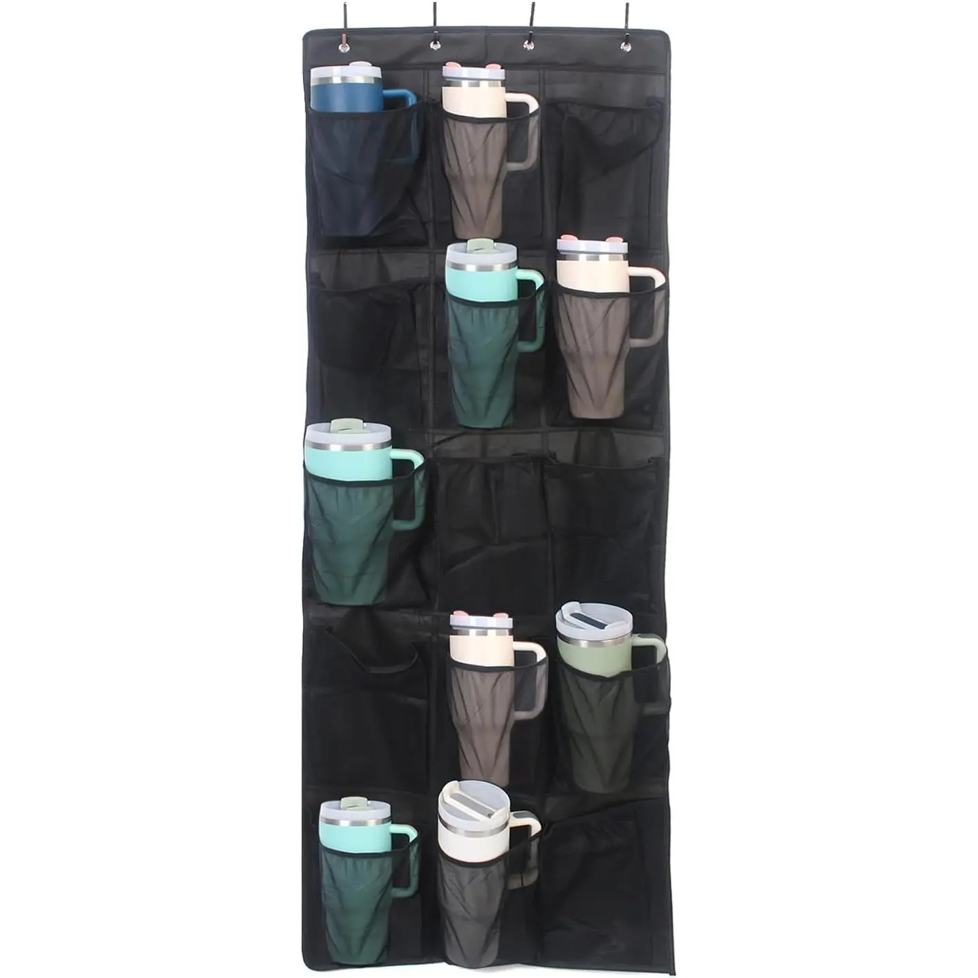 Cup Storage Organizer Compatible  | 15 Large Bottle Pockets,  Wall Mount,for Various Sizes Tumbler Storage Compatible with ,Rtic, Ramble