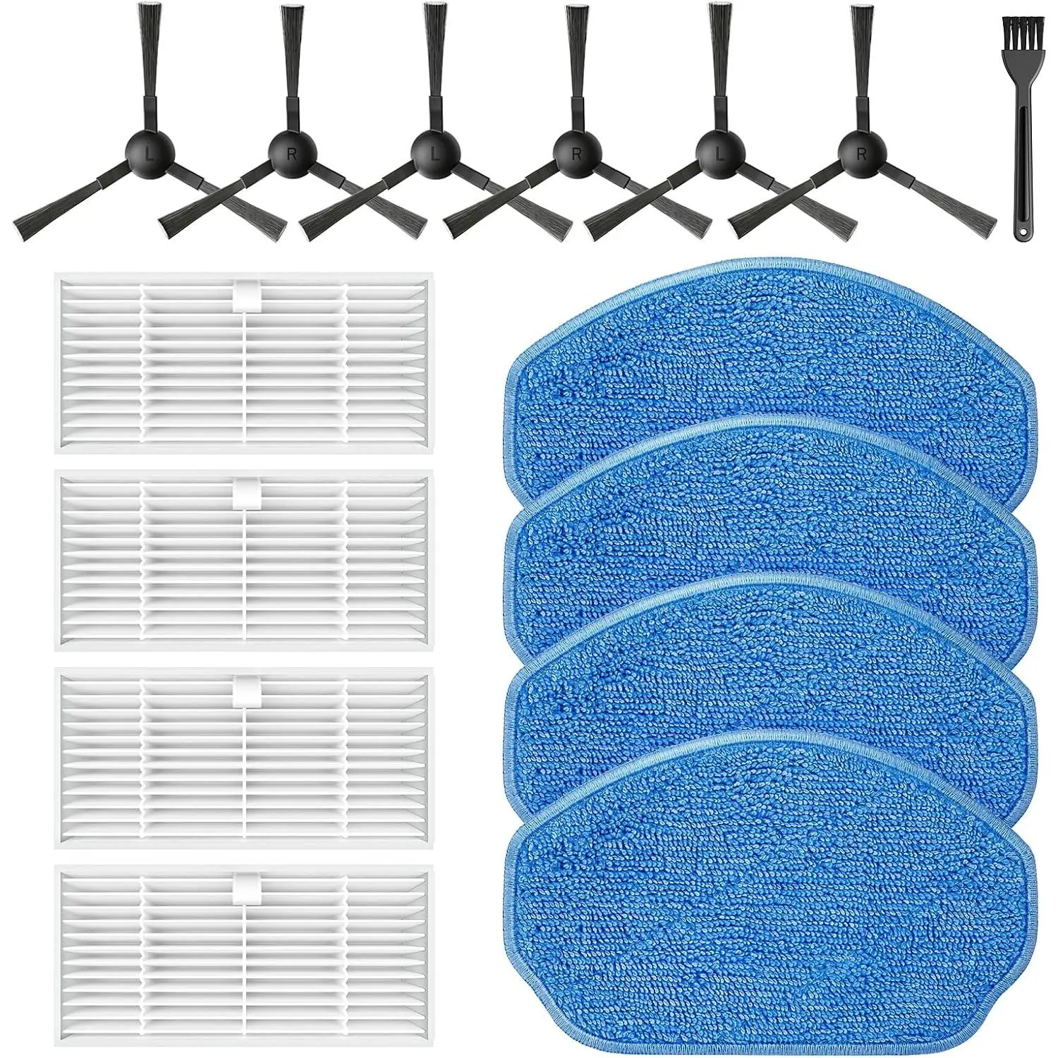 15 Pack BR151 Robot Vacuum   for iMartine XIEBro Life MAMNV | for ZCWA ONSON MANVN ZC WAS BR151, for Kilgone G20, for MANVINS G20 Robot Vacuum, 4 Filters, 4 Mop Pads, 6 Side Brush