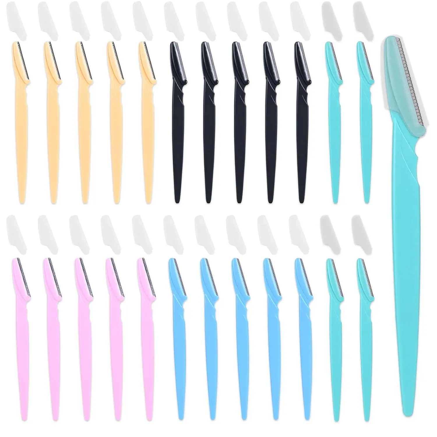 15-Piece Value Pack Men's and Women's Beauty Tool Set: Men's Disposable Razors + Women's Disposable Eyebrow Razors, Non-Slip Grip + Travel-Friendly,beyond,clean,creative,design,makeup,brush,sponge,,storage,,blending,Multi-Purpose,Cleanroom,fl,pink,b,bling