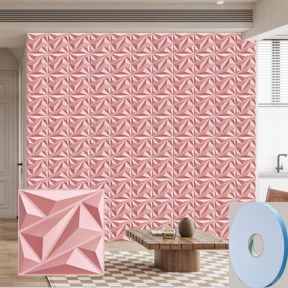 12/20/30PCS 3D Diamond Pattern Wall Panels, PVC Material 3D Wall Decorative Diamonds, Indoor Wall Decoration, 11.8x11.8 Inches, Includes Adhesive