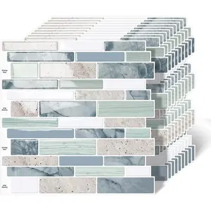 10-Sheet 3D Waterproof Peel and Stick Self Adhesive Backsplash Tiles for Kitchen Bathroom, Sage Green, 12"×12"