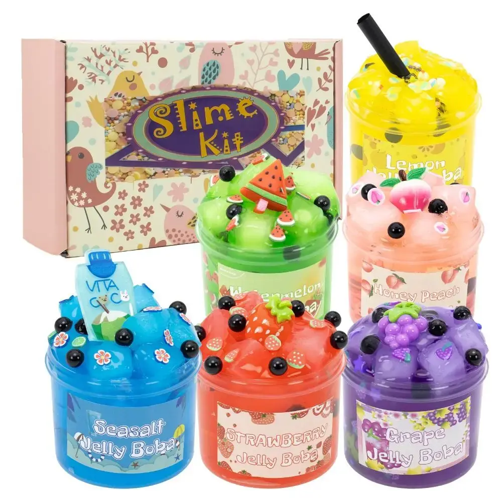 Jelly Cube Slime Kit - Latex-Free, Non-Sticky, Crunchy Squishy, Oddly Satisfying ASMR Themed Slime Birthday Party Kit for Kids (70ml/300ml Options), Slime Asmr