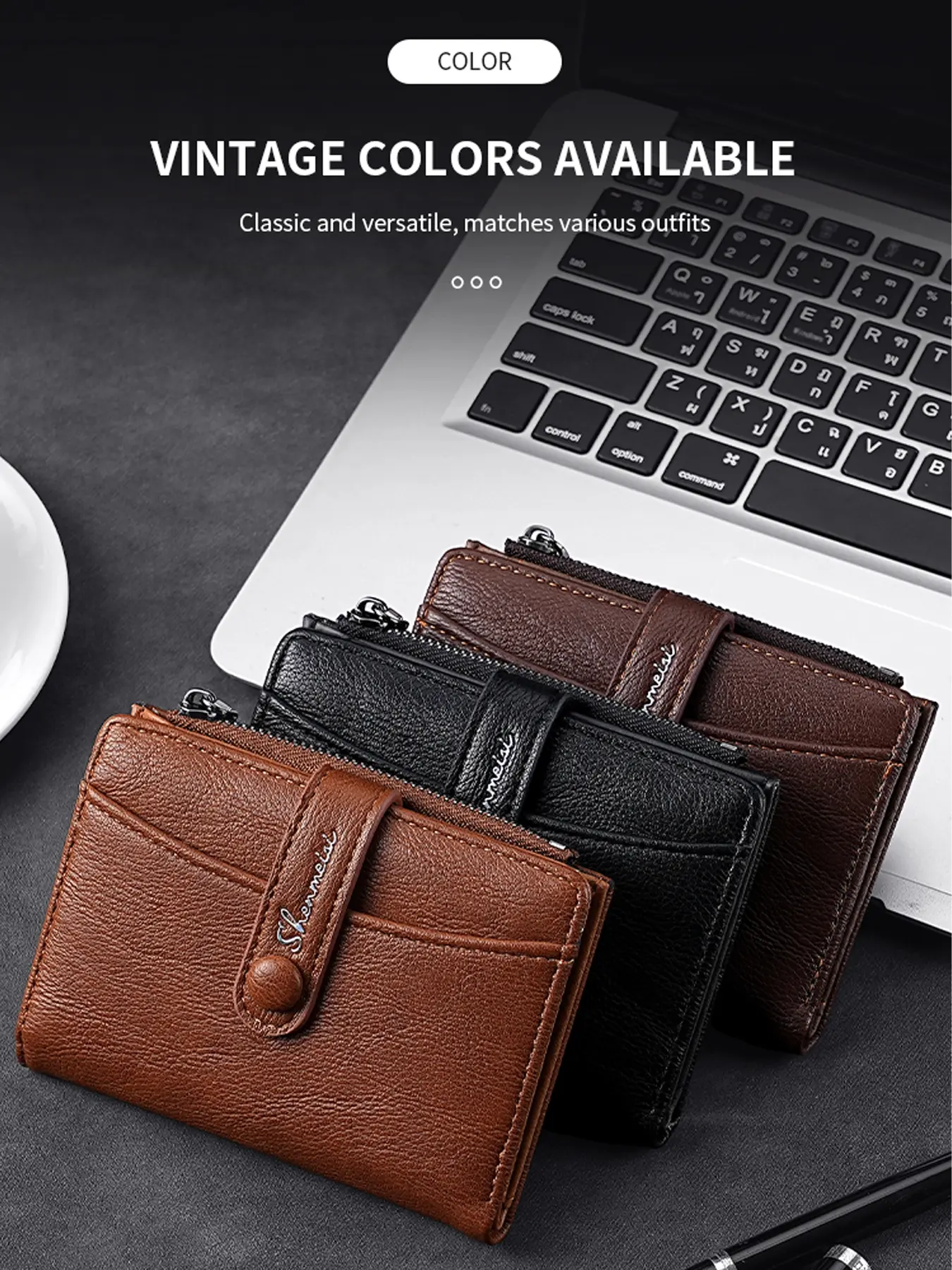 Retro minimalist men's wallet, easy to carry, with multiple card slots designed to store your cards/cash, etc., perfect for husbands/fathers/brothers/sons. It's an exquisite Halloween/Christmas/birthday gift!