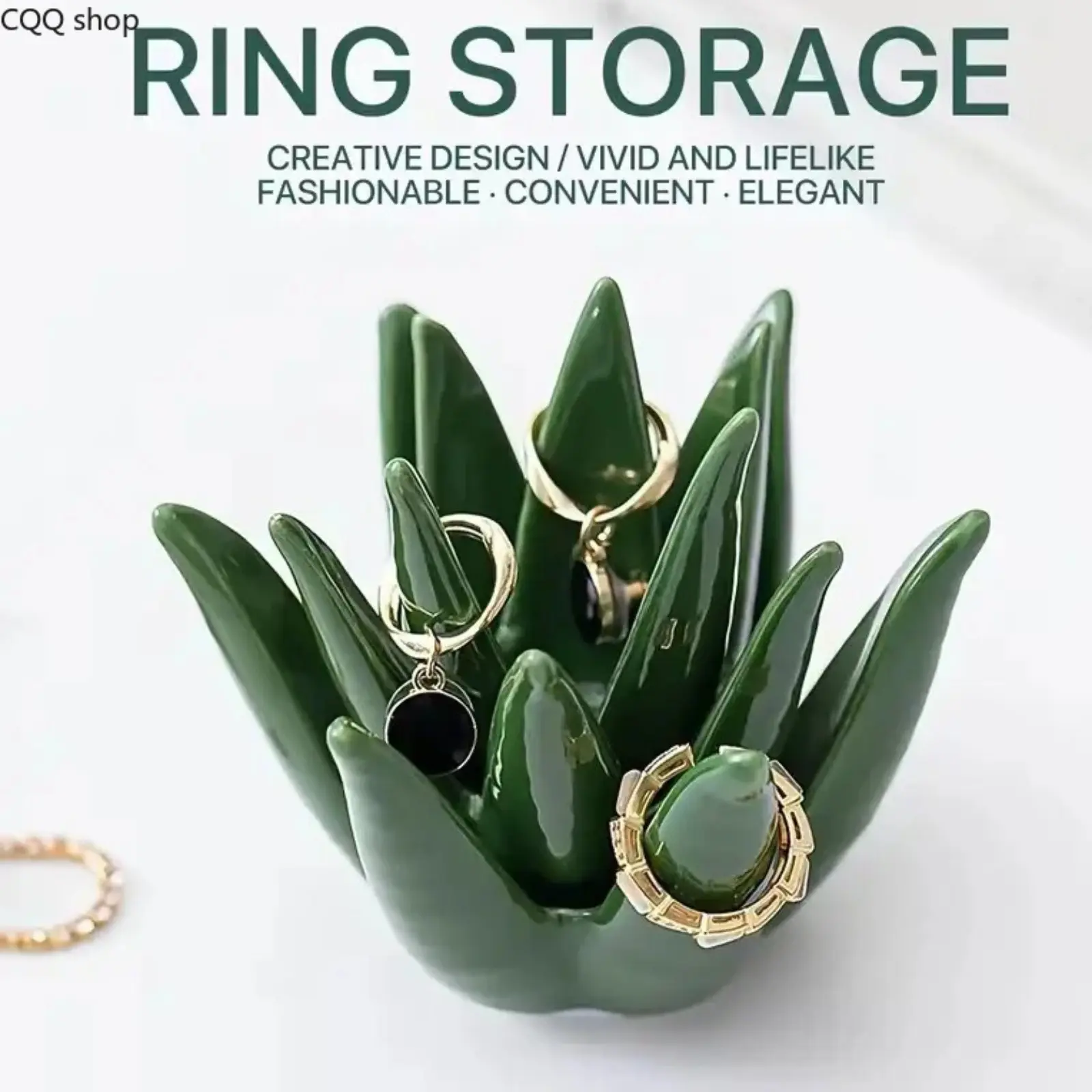 2026 Cactus Aloe Ring Holder Tray, Ceramic Jewelry Storage Display Stand for Home or Office Desk Decor, Cute Gift for Women, Friends and Mom