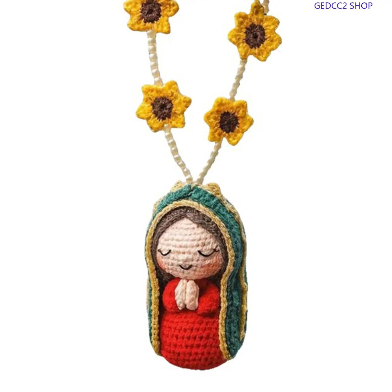 Cute Sunflower Crocheted Handmade Doll Keychain, Cotton Yarn Car Hanging Accessory, Bag Charm Gift for Women, Crocheted Charm