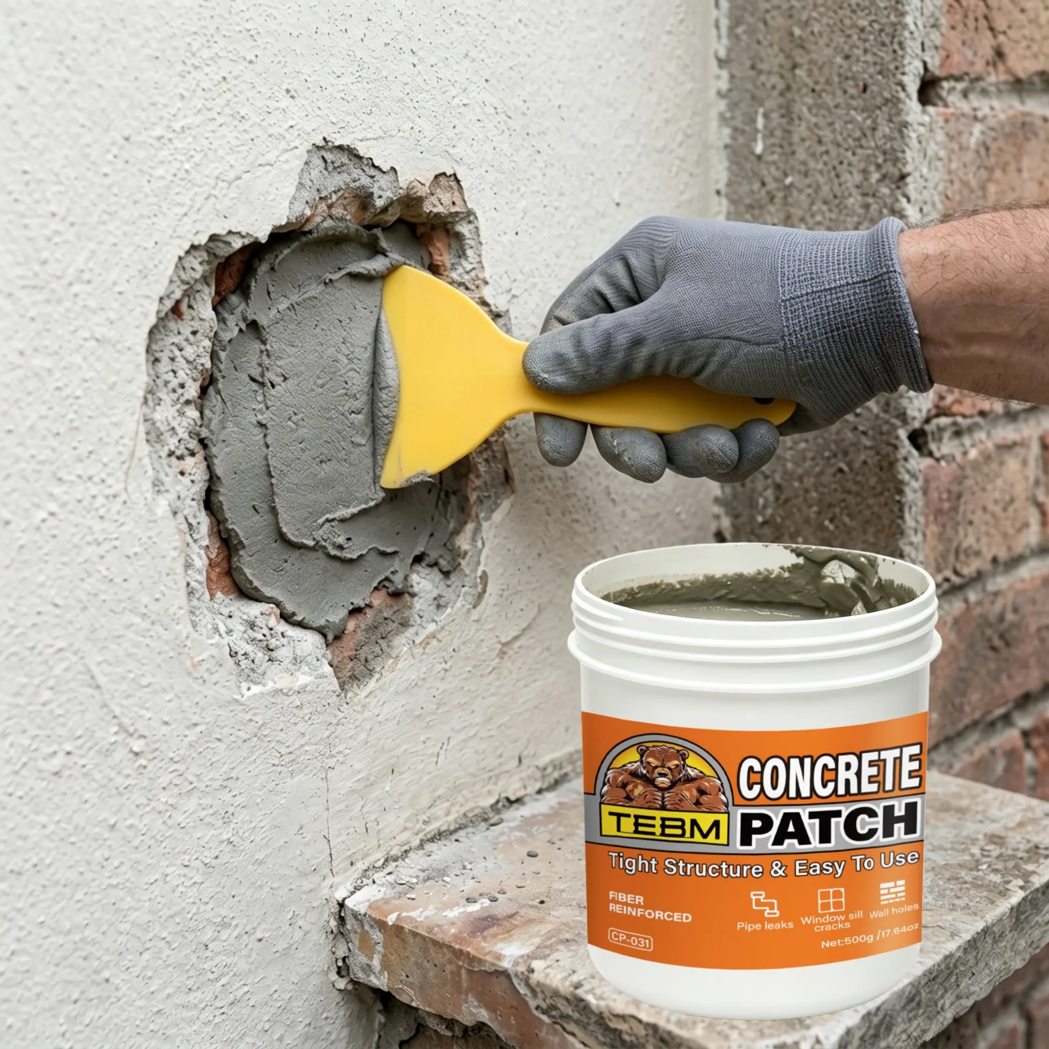 Quick-Dry Cement Repair Kit, Fast-Setting and Crack-Resistant, Deep Penetration, Frost-Proof and Sun-Resistant, DIY Friendly, for All Concrete Surfaces