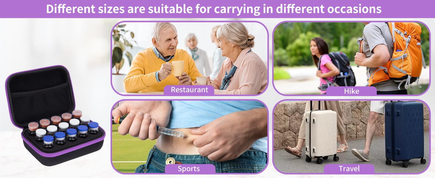 Peptide Vial Storage Case, Insulin Fridge Holder Storage Case Protector Holder Insulin Cooler Travel Case Organizer Fits Standard 10ml U-100 Vials,15-Slot,Black