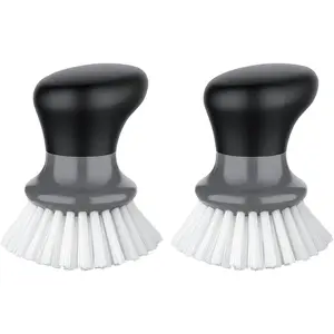 Dish Scrub Brush, Palm Brush Dish Scrubber with Ergonomic Grip, Kitchen Brushes for Dishes, Gray, Pack of 2
