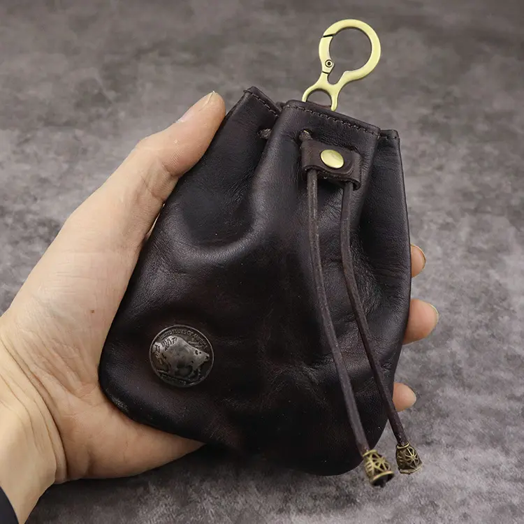 Vintage Handmade Drawstring Fortune Bag Keychain – Unisex Mini Bohemian Lucky Coin Pouch, Cute Portable Wallet for Coins & Jewelry, Unique Gift for Women & Men