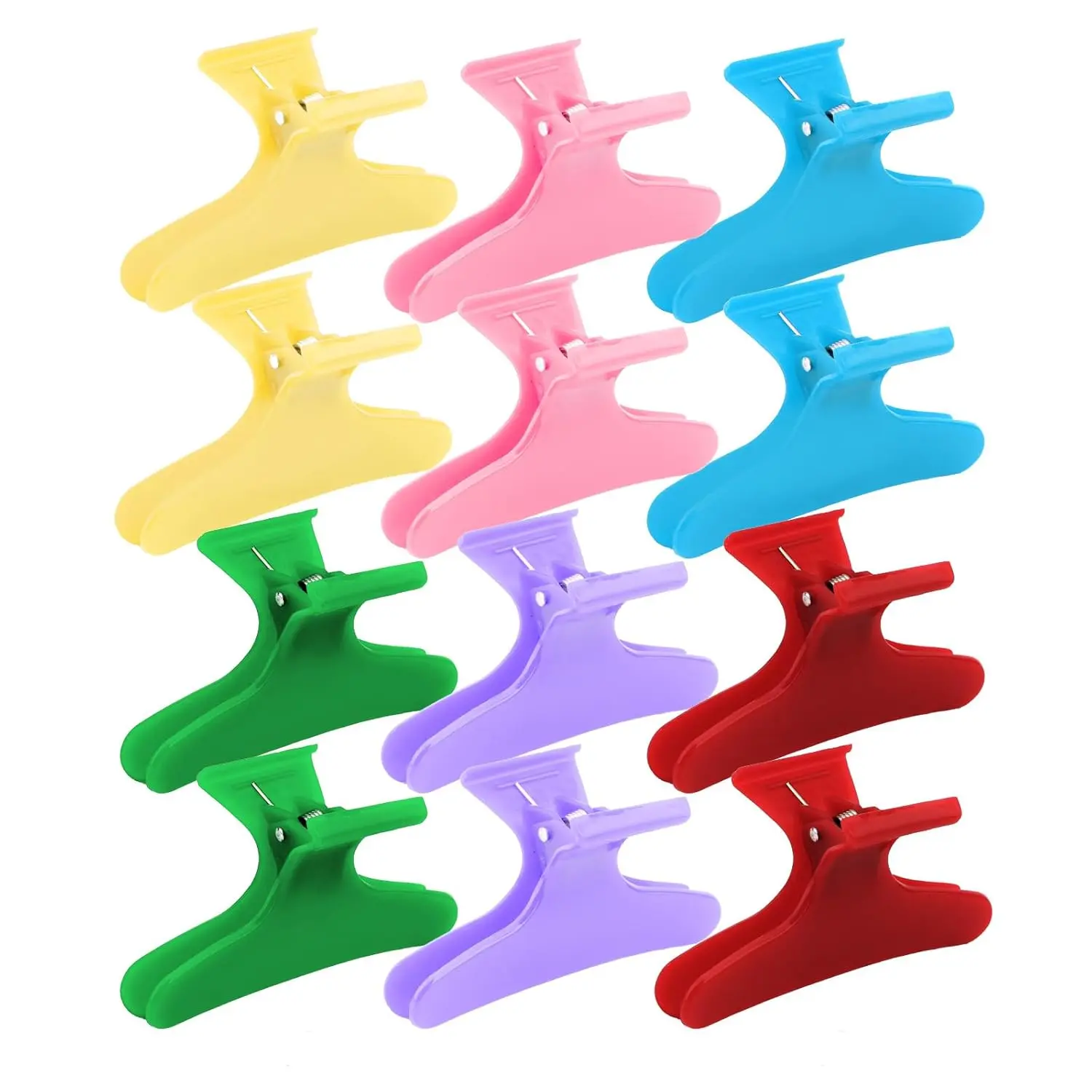 12 Pack Butterfly Hair Clips for Styling Sectioning Pro Salon Butterfly Plastic Claw Clips Hair Styling Clip Barber Clips for Cutting, Coloring Hair, Hair Accessories for Women Girls