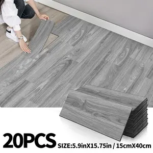 20pcs Wood Grain Self-adhesive Flooring – 5.91inch X 15.75inch Thickened Ixpe Material Retro Tiles, Peel and Paste Peel & Stick Floor Planks, Wear-resistant Scratch Proof, Easy To Clean & Install, Suitable for Living Rooms Bedrooms Kitchens Offices