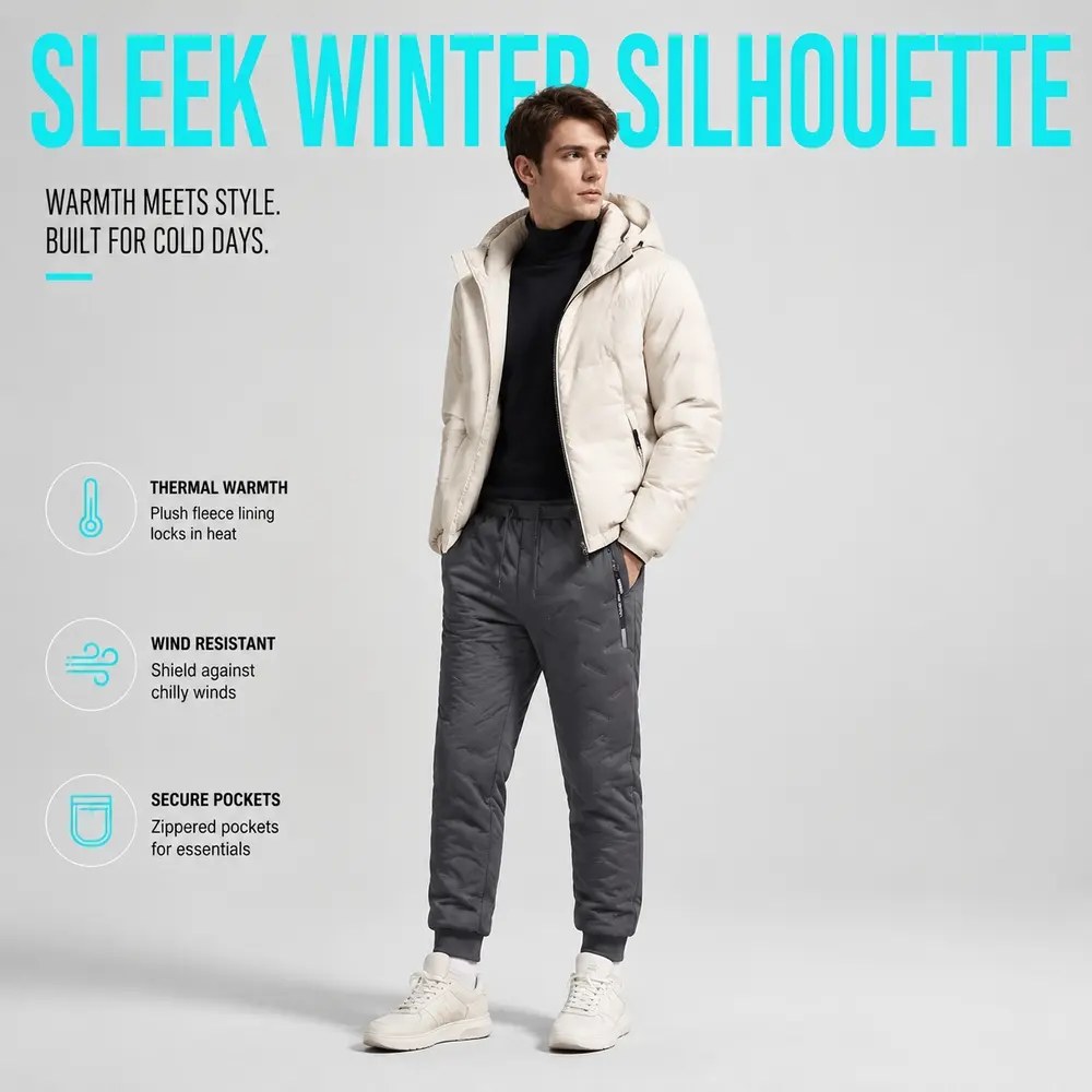 Men's Fleece-Lined Casual Trousers with Soft Cotton Exterior and Warm Thermal Lining for Winter Layering – AK02-09