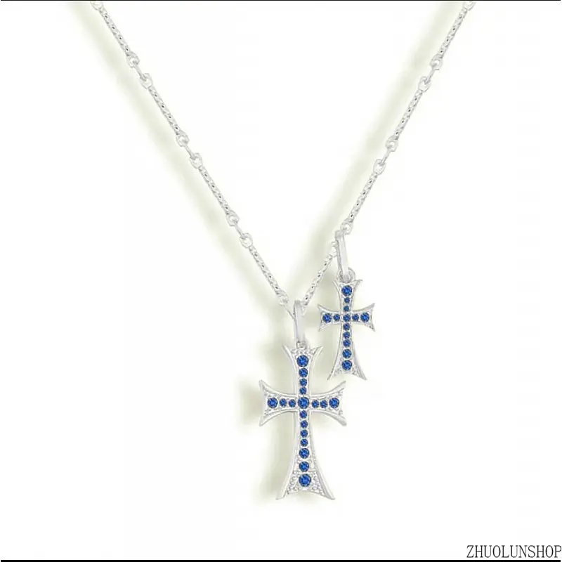 Gold & Silver Plated Stainless Steel Double Cross Necklace for Women, Hypoallergenic Minimal Faith Daily Wear Pendant Jewelry, Ideal Religious Birthday Gift