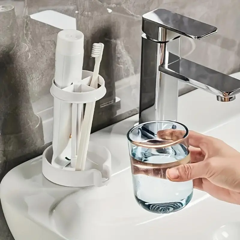 Multifunctional toothbrush and toothpaste storage set, equipped with dust-proof cover and drainage function, suitable for household use.