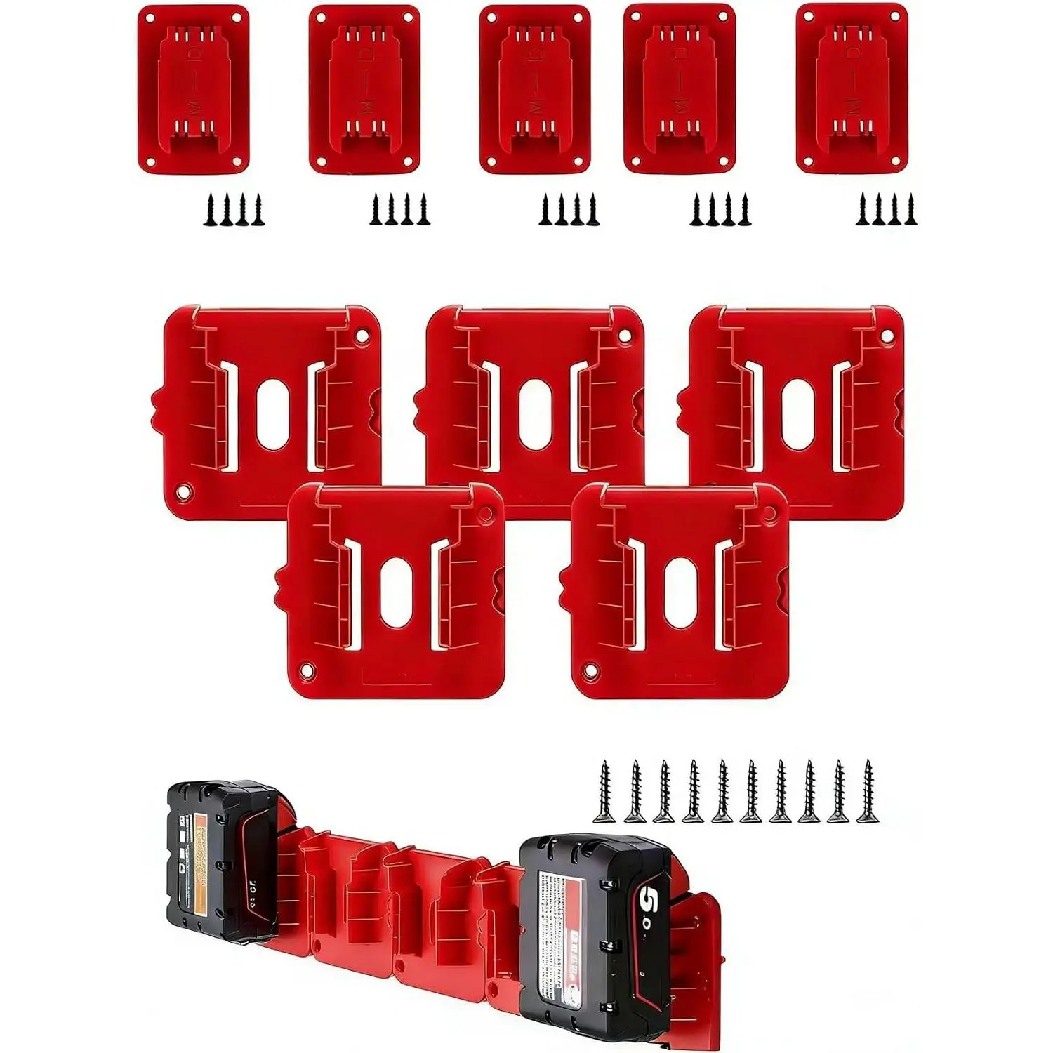 Wall‑Mount Battery Holder with Mounting Screws, Lightweight Sturdy Storage Bracket for 18V Series Power Tool Batteries