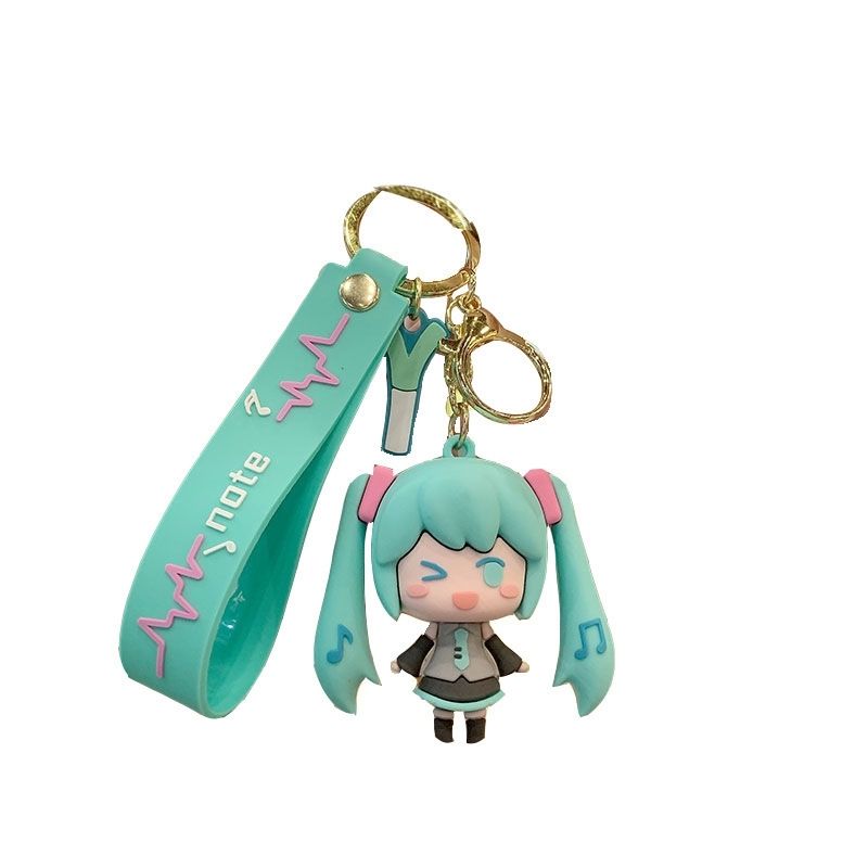 Hatsune Miku Silicone Keychain Kawaii Cartoon Figures Backpack Pendant School Bag Ornament Doll Keychain Toy Children's Gift