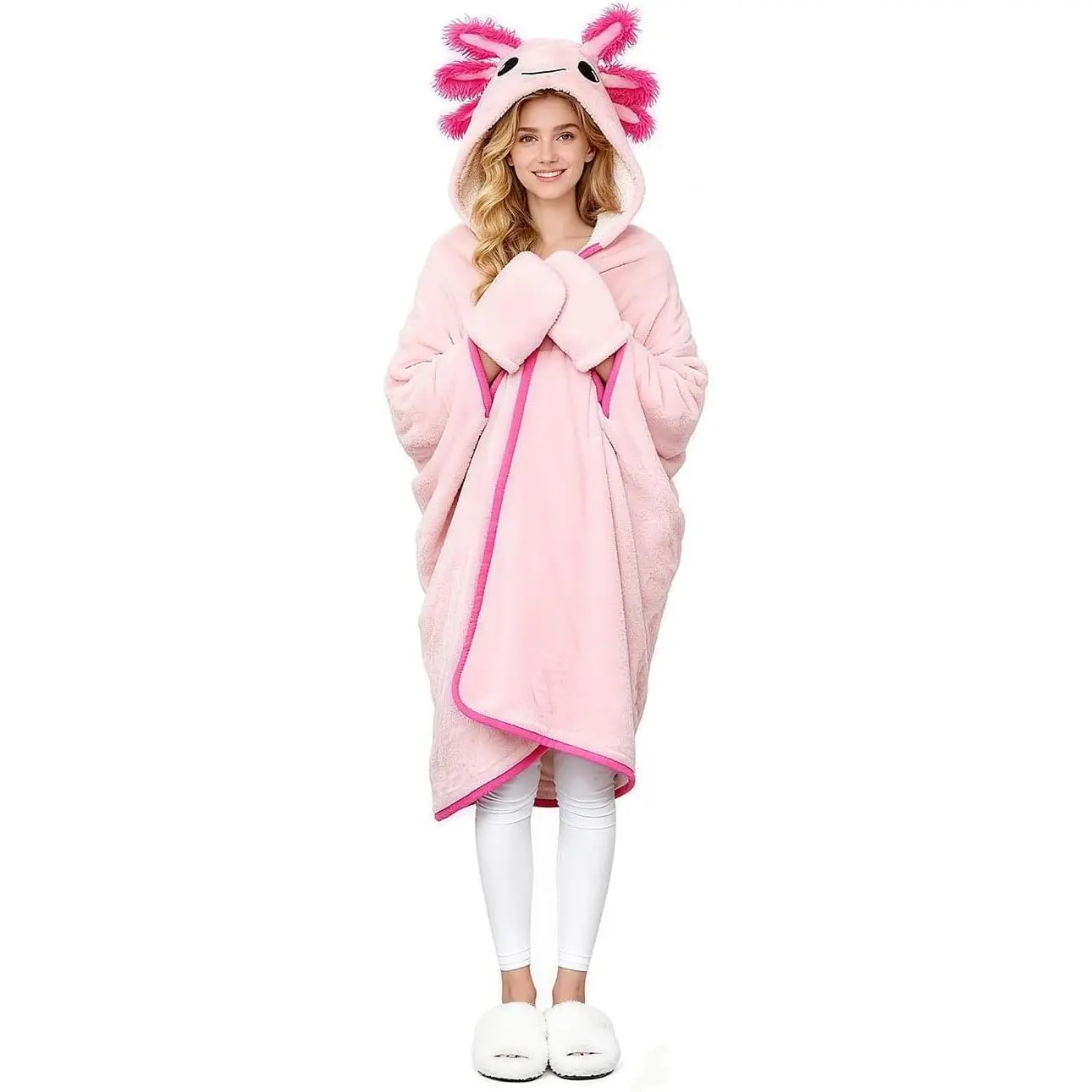 Wearable Blanket Hoodie for Adults,  Costume with Sherpa Hoodie, Warm Cozy Plush Flannel  Gifts for Women