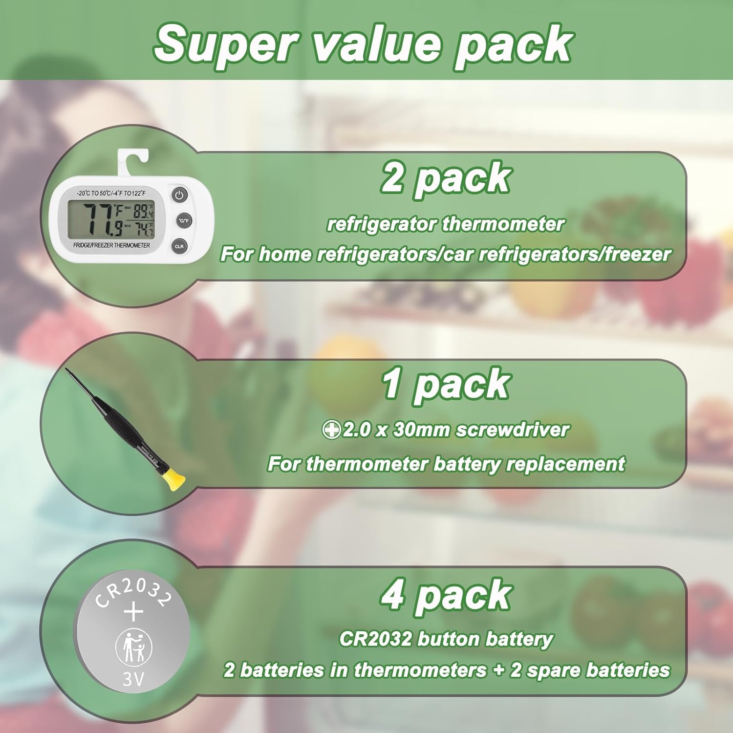 Refrigerator   Fridge and Freezer  Digital Large LCD Screen  for Refrigerator with Stand and   2pck with