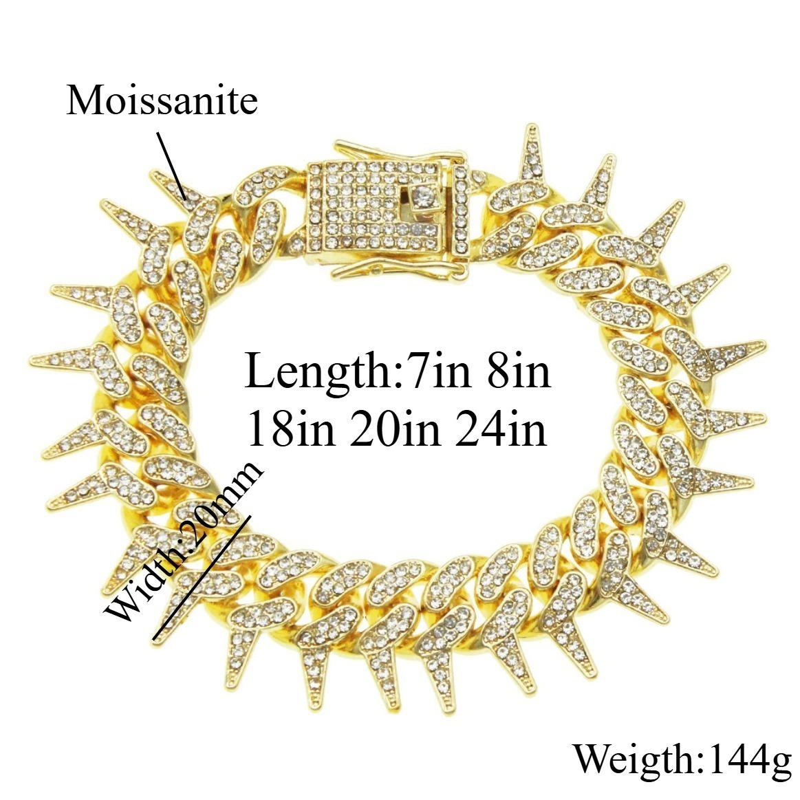 Moissanite Cuban Spike Necklace Miami Italy Mexico Inspired Hip Hop Trendy Aesthetic Iced Out Affordable Jewelry Women Men Daily Wear Gift Moissanite Cuban Spike Necklace Miami Italy Mexico Inspired Hip Hop Trendy Aesthetic Iced Out Affordable Jewelry Women Men Daily Wear Gift