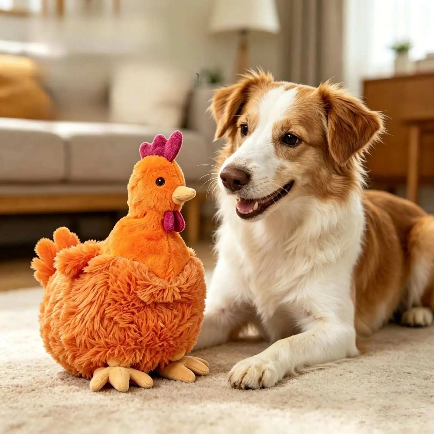 Squeaky Stuffed Dog Toys Plush Rooster Dog Toy Squeaky Crinkle Paper Interactive Dog Chew Toy Durable Stuffed Pet Toy for Training Boredom ReliefSuitable for Small Medium Dogs