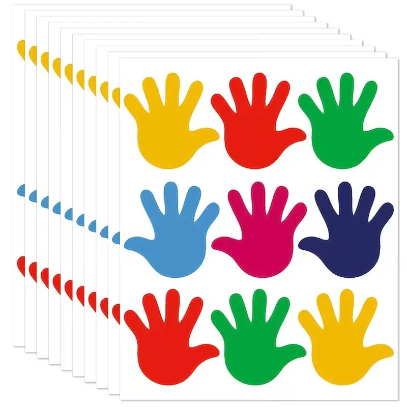 9pcs Colorful Handprint Wall Stickers DIY, Perfect for Classroom and Bedroom Decoration, Easy to Apply and Remove, Creative Home Decor, Interior Stickers, Decorations Supplies