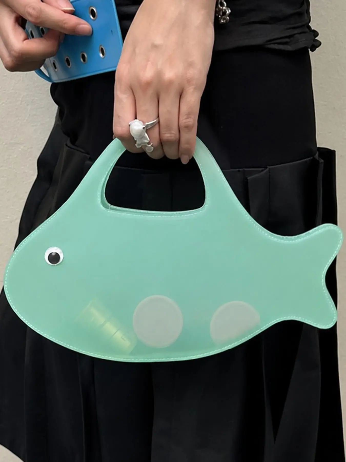 Cute Fish Shape Jelly Handbag for Women Girls, Transparent PVC Top Handle Novelty Purse, Summer Beach Party Y2K Aesthetic Funny Mini Clutch Bag, Clear Beach Bag