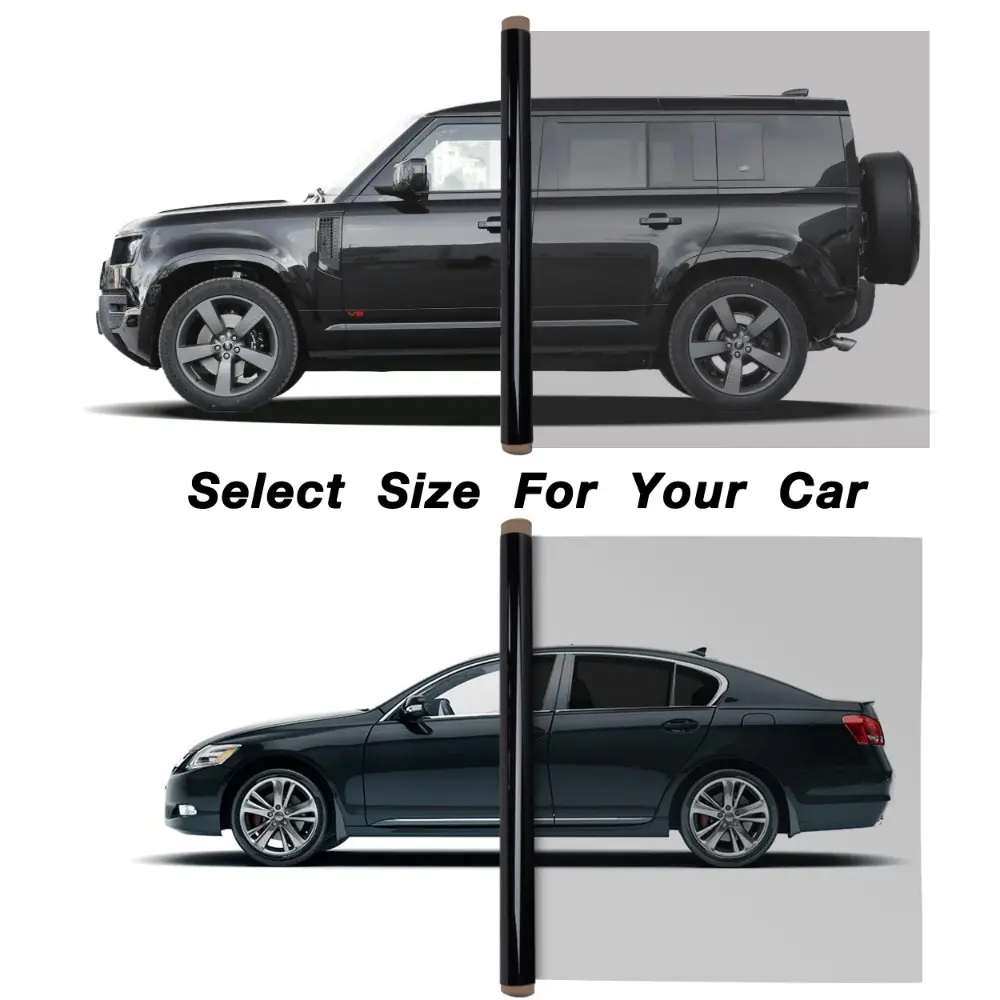 50cmx3/10m Self-Adhesive PVC Vinyl Car Window Tint Film Roll, Privacy Sun Protection Film, UV-Blocking Glass Cover Protector for Cars